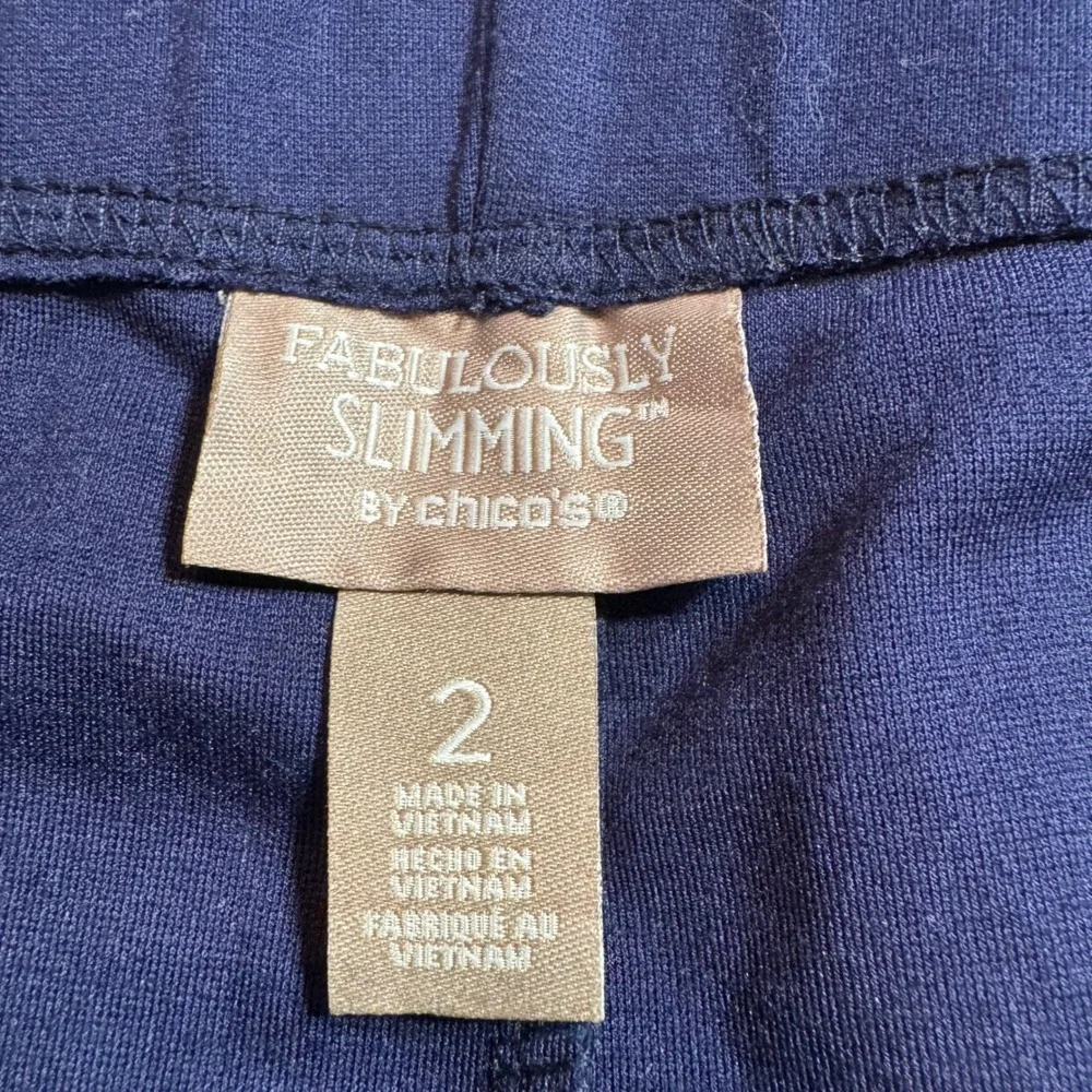 Chicos Fabulously Slimming Navy Blue‎ Leggings 2 Cozy Casual Comfort Pants Dress